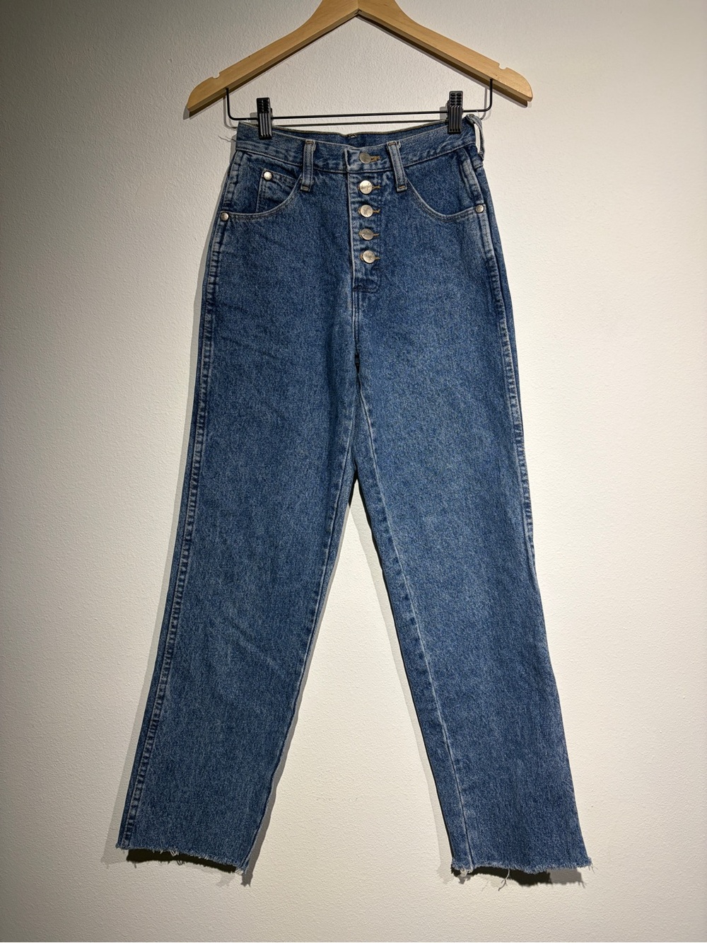 Vintage 1980’s Wrangler High-Rise Button-Fly Jeans - Blue Denim